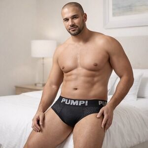 PUMP Black Mesh Athletic Briefs Underwear Men's Size XXL (34-36) NWT
